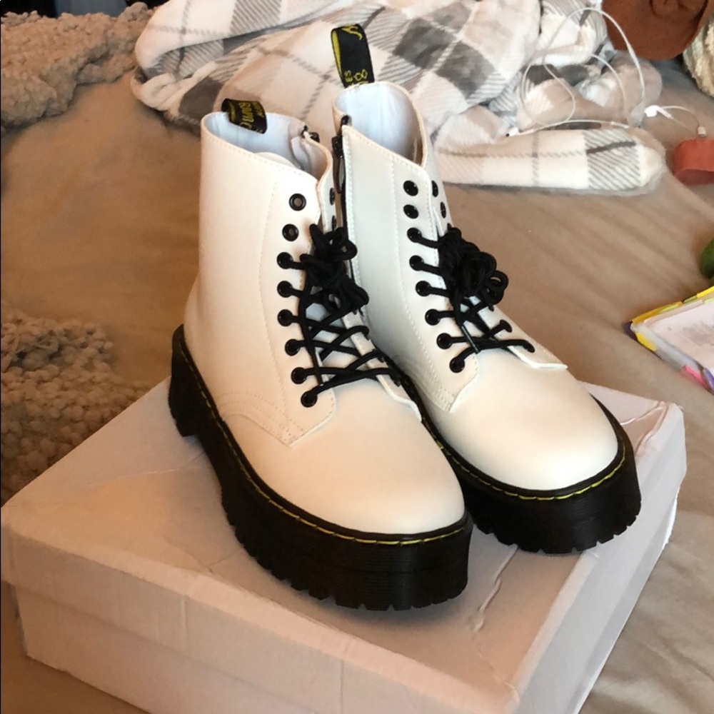 White Combat Boots
